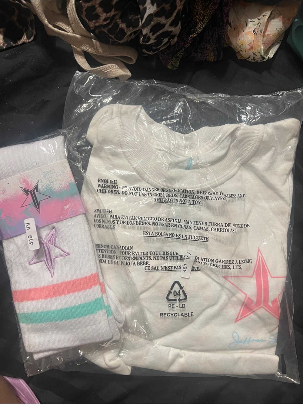 Jeffree ⭐️ Accented White Tee with Pastel Stripe Socks